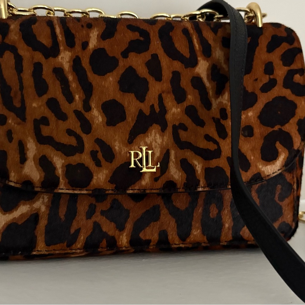 Polo by Ralph Lauren Brown and Black Animal Print Shoulder Bag